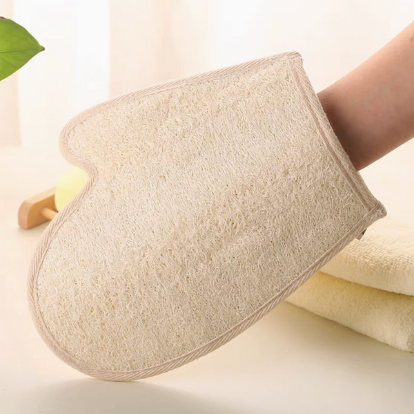 Natural Loofah Exfoliating Bath Glove – Back Scrubber & Massage Mitt | Deep Clean, Dead Skin Remover | Eco-Friendly Spa Shower Accessory